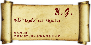 Mátyási Gyula névjegykártya